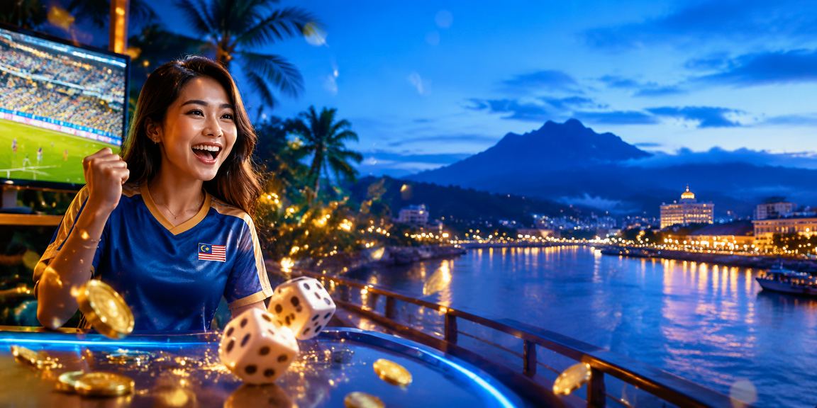 Permainan dadu tradisional di Sabah dalam latar neon gelap